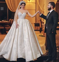 luxury arabic dubai wedding dress sexy spaghetti neck lace appliqued beaded bridal gowns custom made vestidos de novia