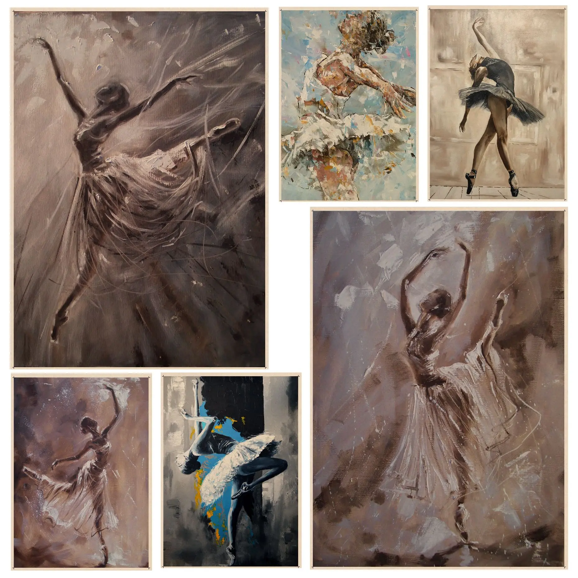 

Girl Playing The Violin Dance Oil Painting Classic Anime Poster Kraft Paper Sticker Home Bar Cafe Posters Wall Stickers