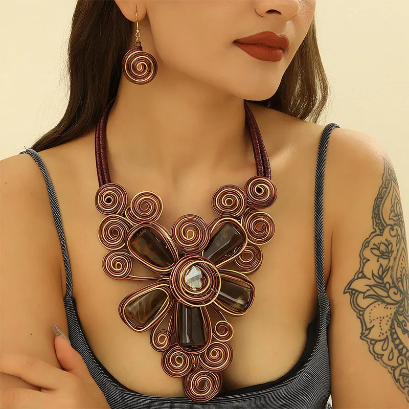 1 компл. плетение ручной работы из алюминиевой проволоки ожерелье с большими