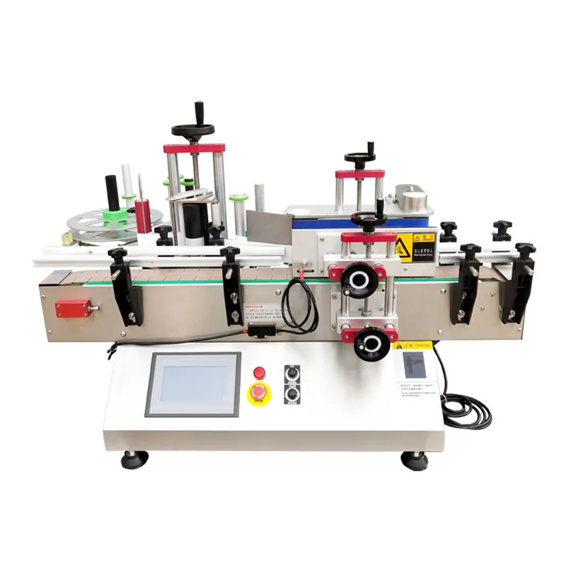 

Automatic tabletop round bottle labeling machine beer glass plastic bottle adhesive label applicator machine