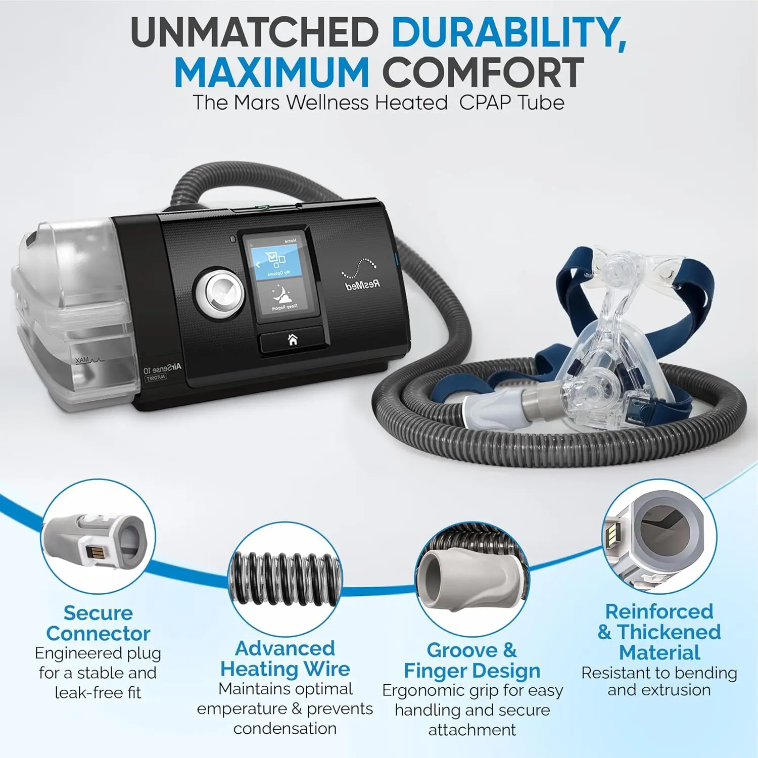 Нагревательная трубка Mars Wellness CPAP 6 футов — совместима с машинами AirSense 10 и AirCurve 10 — замена ClimateLine, Fle (art.: 3920cd16536ee) - 3920cd16536ee