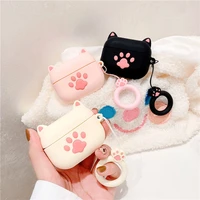 cute 3d cat claw wireless bluetooth earphone case for airpods 2 1 3 pro airpods2 accessories soft silicon keyring earphone cover