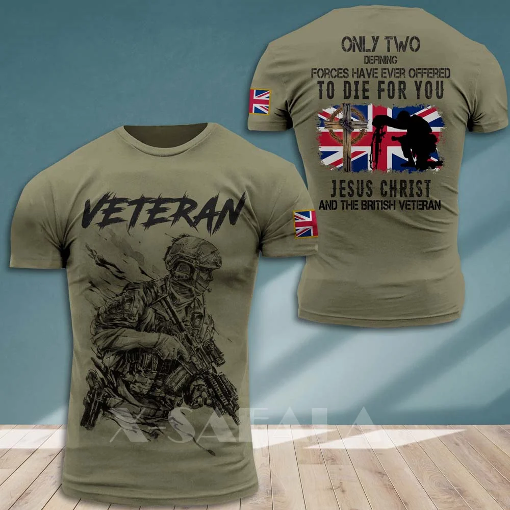 

BRITISH-ARMY-CAMO-VETERAN SOLDIER Высококачественная футболка из молочного волокна с 3D-принтом, летняя повседневная футболка с круглым вырезом для мужчин ...