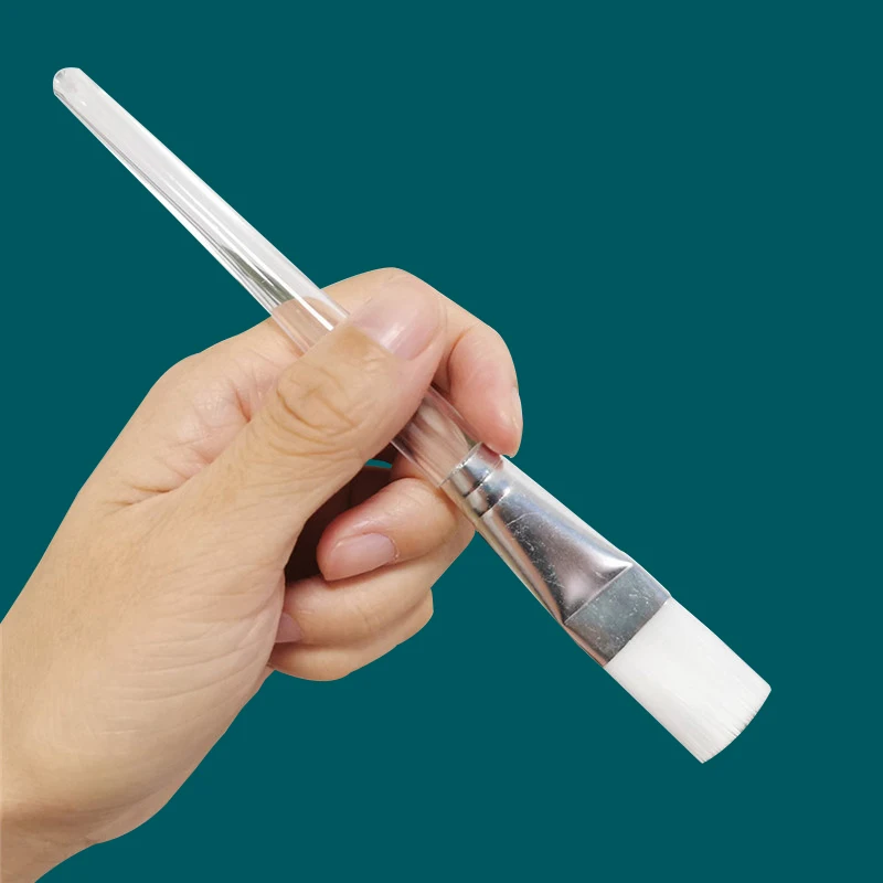 10-2 Pcs Transparent Plastic Handle Brush Watercolor Paint Brush School Supplies Art Accessories Mask Brush Makeup Tool Brush
