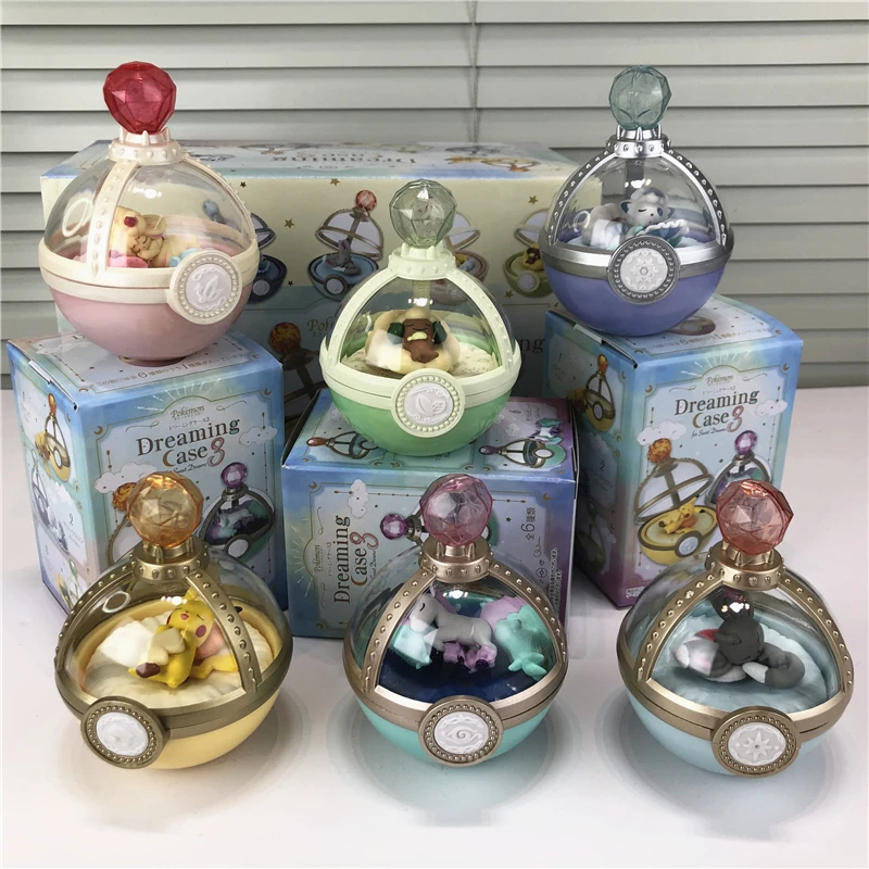 

6 Pcs Pokemon Anime Figure Sleeping Pikachu Vulpix Alcremie Pokeball Action Figures Doll Gashapon Toys Table Ornament
