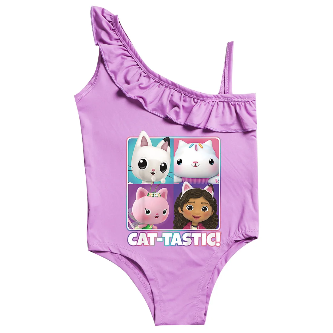 Cute Gabby Cats Swimwear Kids Beach Wear One Piece Sleeveless Swimming Outfits Toddler Baby Girls Cartoon Swimsuit Bathing Suits