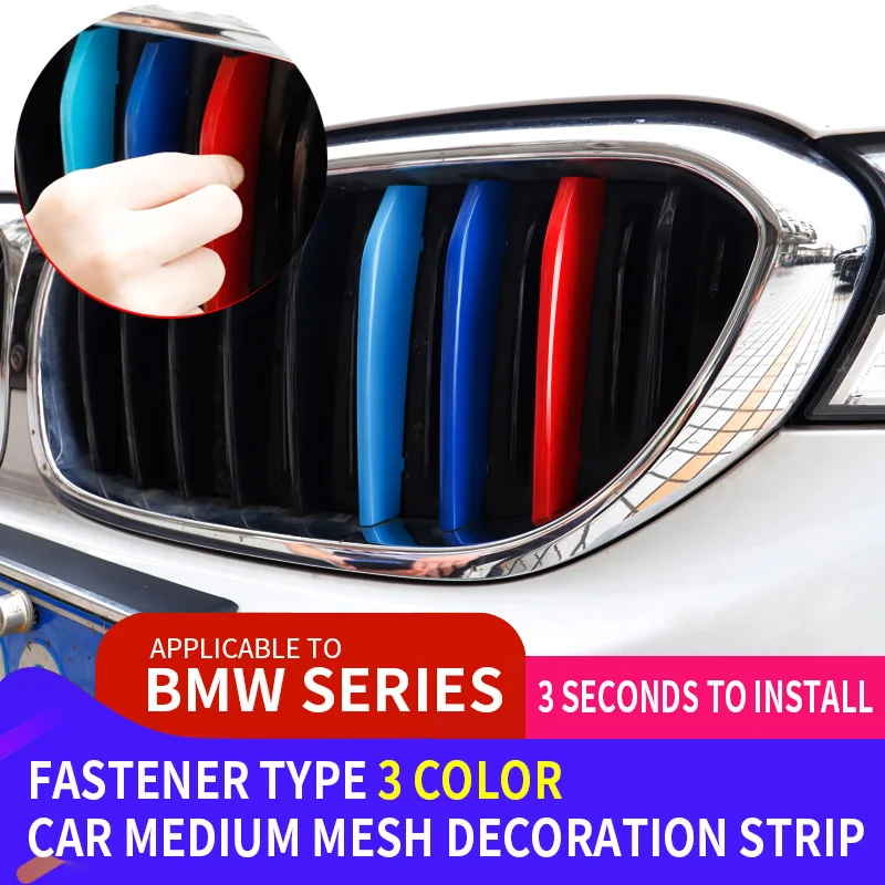 3Pcs ABS Car Racing Grille Strip Trim Clip for BMW F20 Hatchback F50 Sedan 1 Series M Power Performance Decorative Accessories