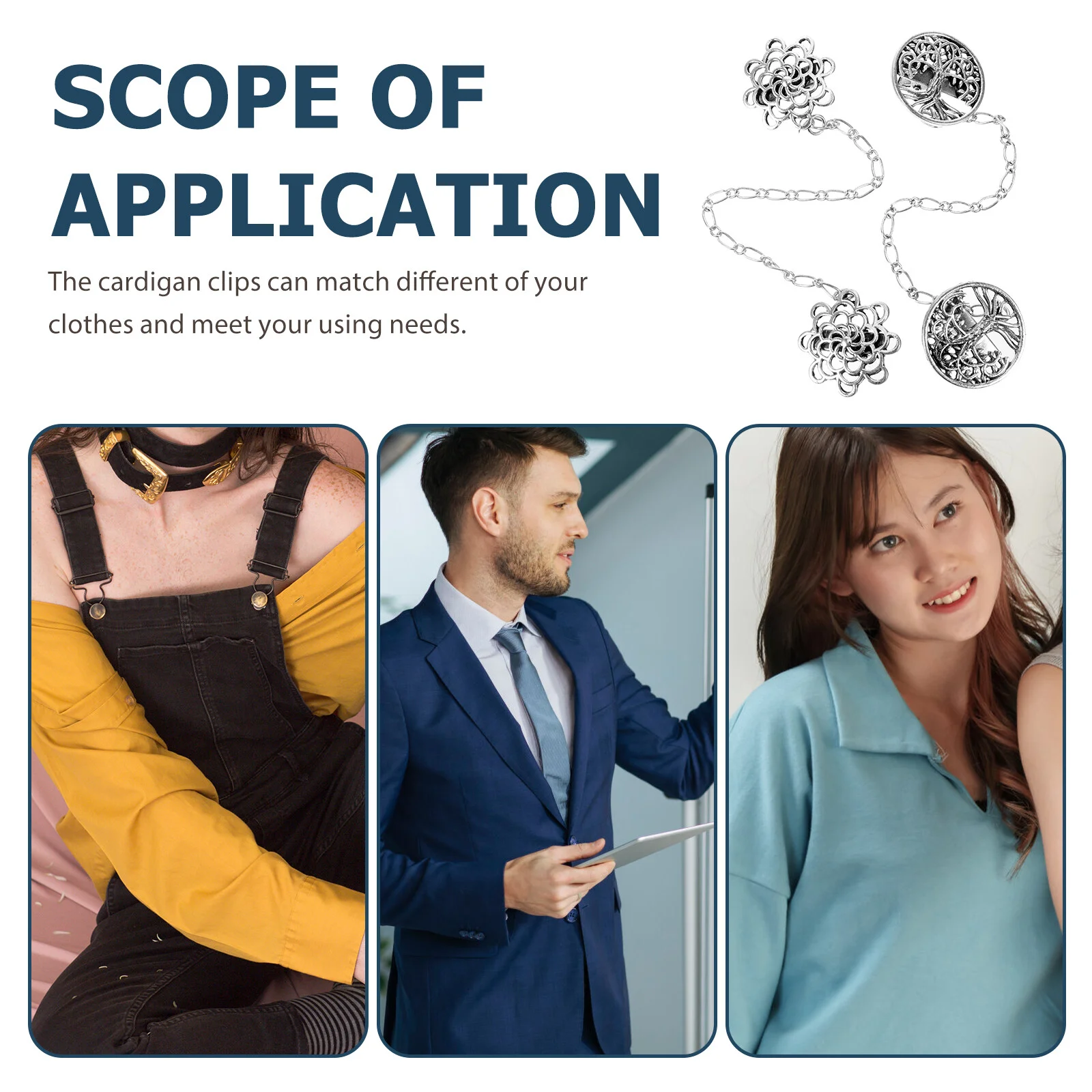 10 Pcs The Chain Shawl Cardigan Clips Lady Dresses Women Fashion Alloy Sweater Vintage Miss Trendy