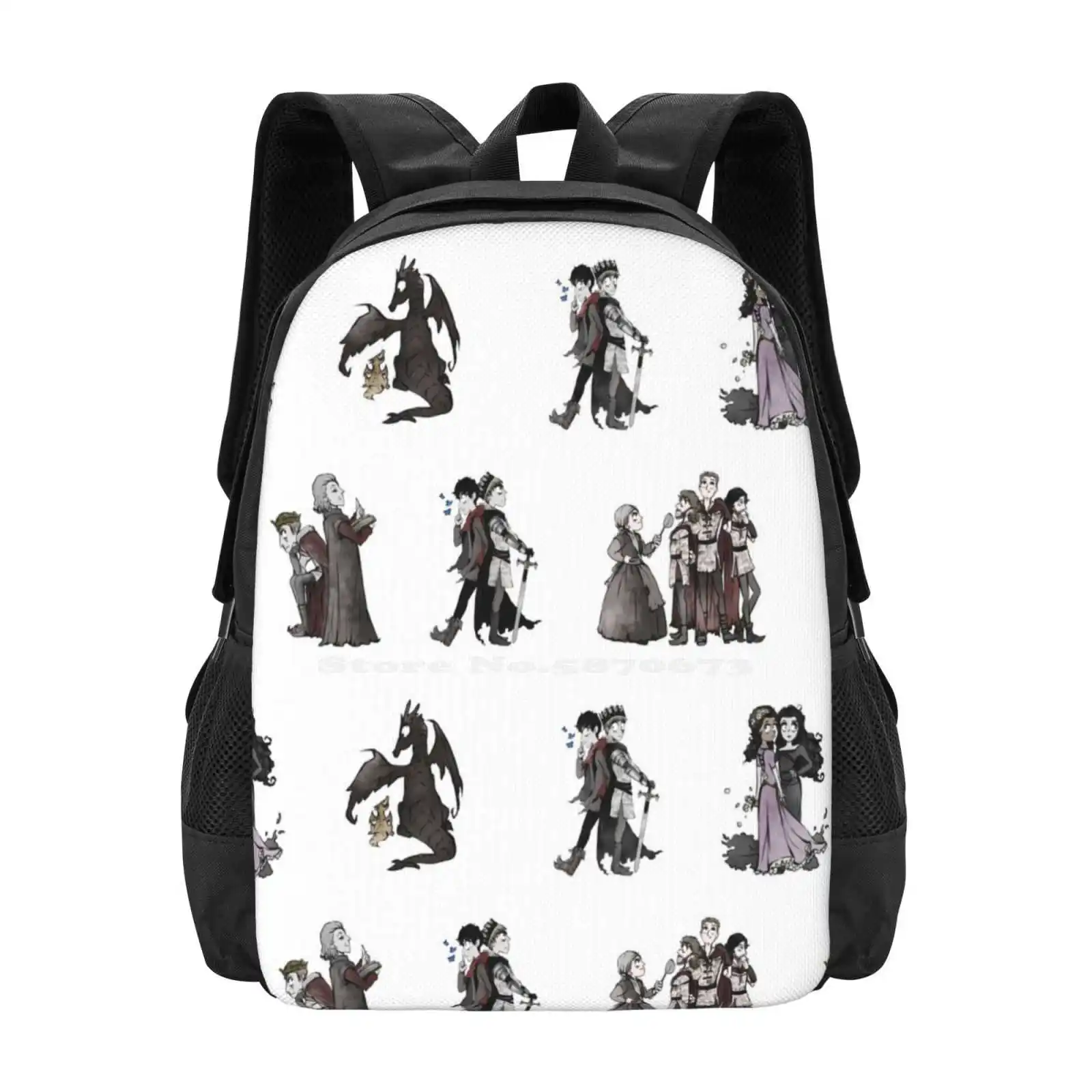 

The Fellowship Of Tim Burton'S Merlin Bag Backpack For Men Women Girls Teenage Merlin Arthur Pendragon Kilgharrah Aithusa