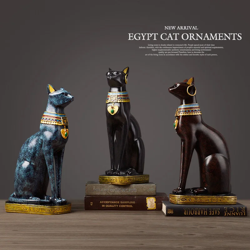 

Egyptian Cat Resin Craft Vintage Home Decor Modern Baster Goddess God Pharaoh Figurine Statue for Table Ornaments Art Gift