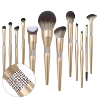 12pcsset diamond gold makeup brushes professional liquid foundation eyebrow eyeshadow powder cosmetic brush women beauty tools