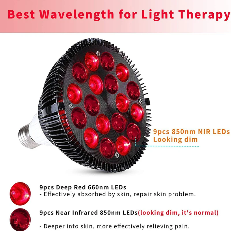 Лампа для красоты E27 лампа красного света терапии 54 Вт с двойным фитилем