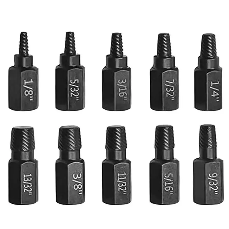 

Bolt Remover Multi-Spline Alloy Steel Damaged Screw Extractor Set 10 Pcs Bolt Extractors 1/8 To 7/8in For Removing Broken Screws