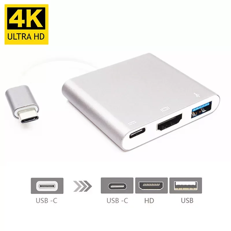 

4K USB-C 3.1 Hub Converter USB Type C To USB 3.0/HDMI-compatible Video Digital AV Multiport Adapter for Macbook Laptops HDTV