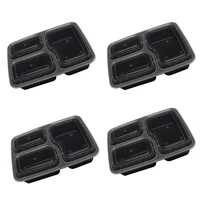 20pcs disposable meal prep containers 3 compartment food storage box microwave safe lunch boxes black with lid