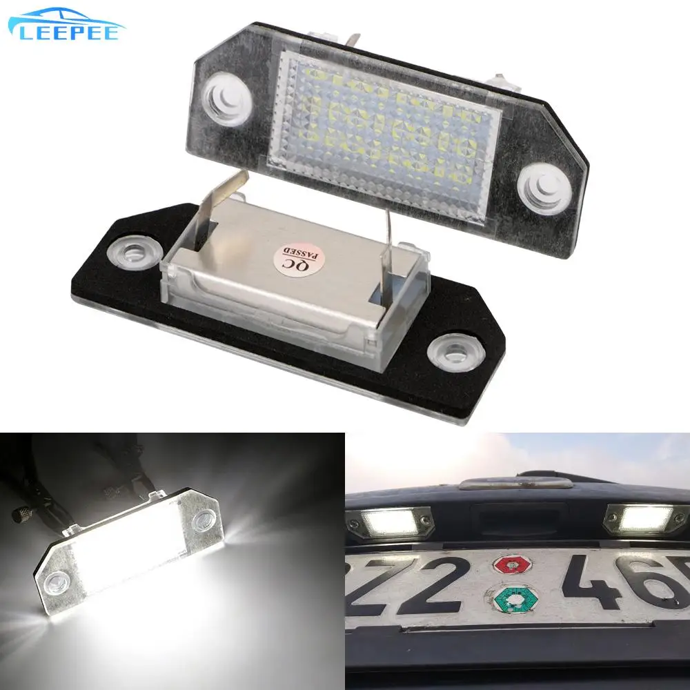 

6W Car License Plate Lights DC12V 2PCS No Error For Ford Focus C-MAX MK2 03-08 Number Plate Lamp 24 LED White Light