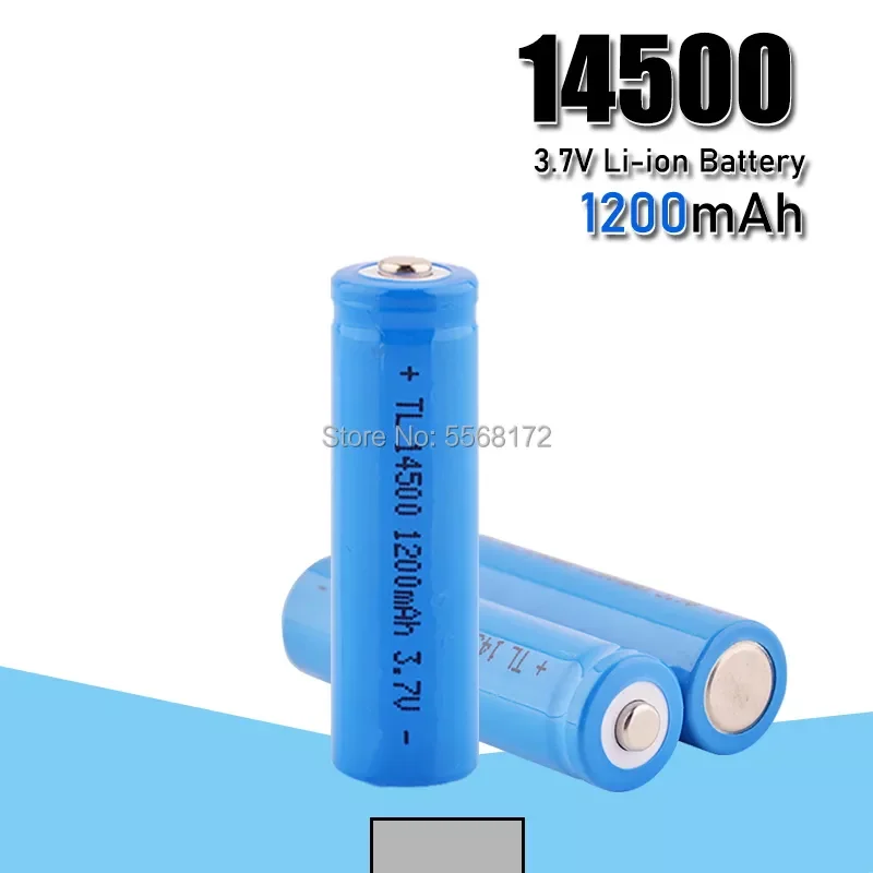 

High Capacitance 14500 Battery 3.7V 1200mAh Rechargeable li-ion Battery for Led Flashlight Battery