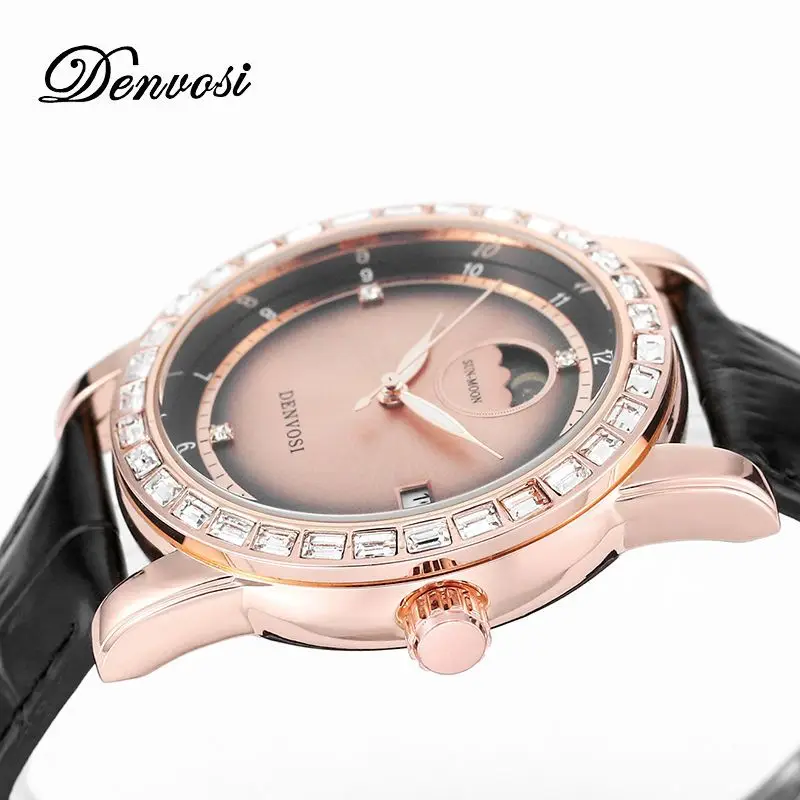Fashion Retro Women's Calendar Zircon Sun Moon Star Luminous Watch Women's Watch