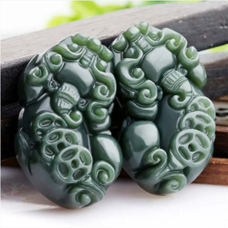 

Natural Green Jade Lucky Pixiu Pendant Necklace Men Women Healing Jewelry Real Chinese Hetian Jades Stone Nephrite Charms Amulet
