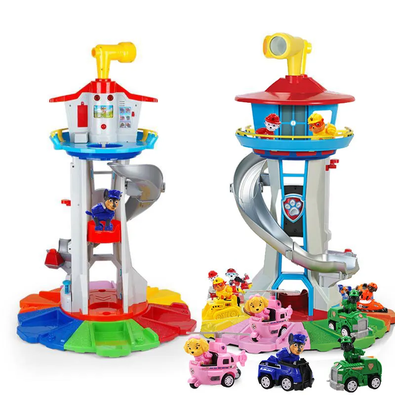 

Big Size Paw Patrol Tower Patrulla Canina Lookout Vehicle Figures Toys with 6 Cars 6 Dogs Modle Car Gift for Boys Birthday Gift