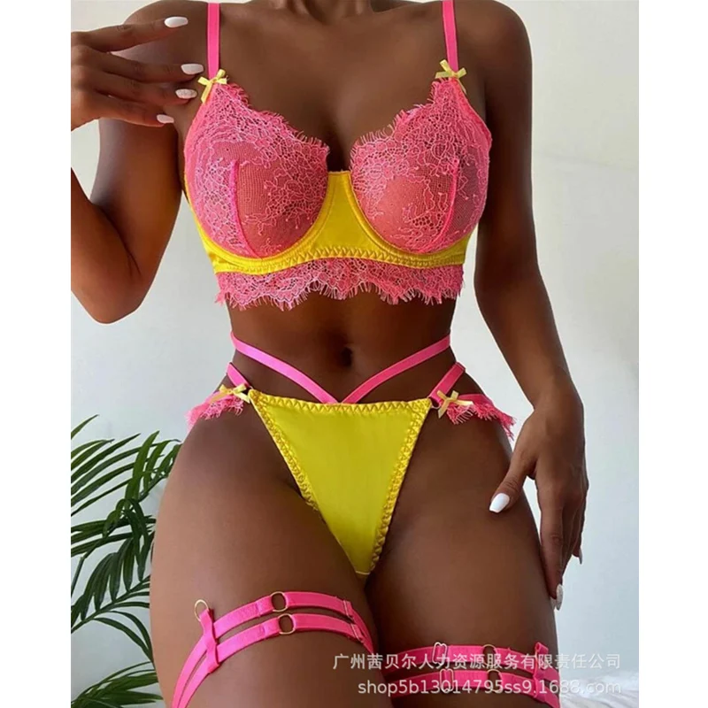 

Mandylandy Сексуальная комбинация кружевной бюстгальтер Комплект трусиков прозрачные эротические костюмы комплект нижнего белья женское нижн...