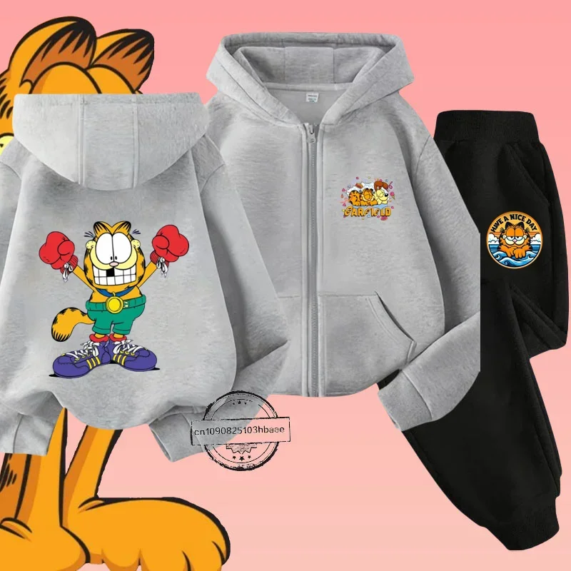 Комплект Детской Одежды С Принтом Гарфилда На Молнии Длинными Рукавами