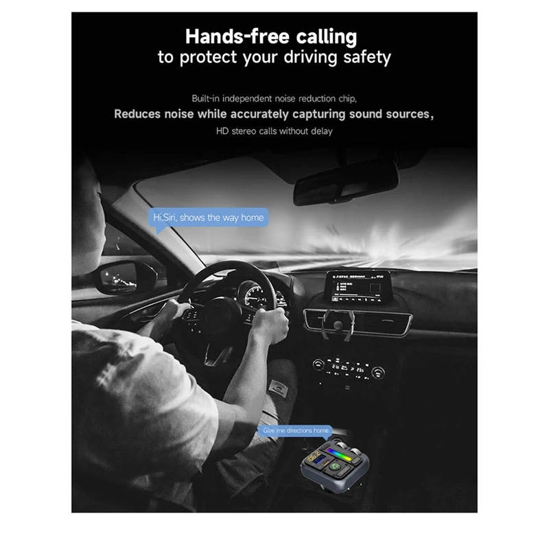 Bluetooth 5 3 FM-передатчик Автомобильный адаптер Автомобильное зарядное устройство 42