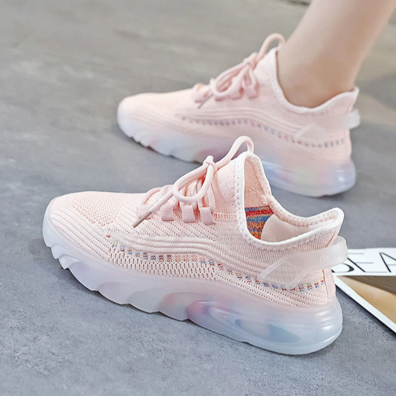 

Женские кроссовки, Новинка лета 2022, женская обувь с желеобразной подошвой, модная Корейская версия, летающие плетеные кроссовки, женская об...