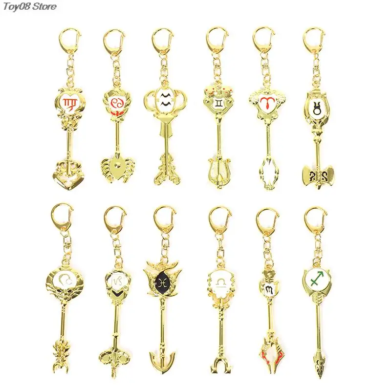 

1PC Cartoon Anime Fairy Tail Zodiac Star Summons Key Twelve Constellation Keychain Cosplay Gift Lion Aquarius Virgo 2022