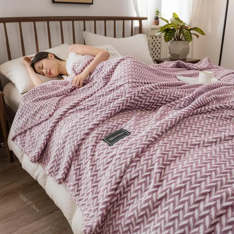 

DIMI Fleece Soft cobertor King Size mantas de cama decorativa Bedspread Thow Blanket for Bed Queen Size Plaid for Sofa Coral