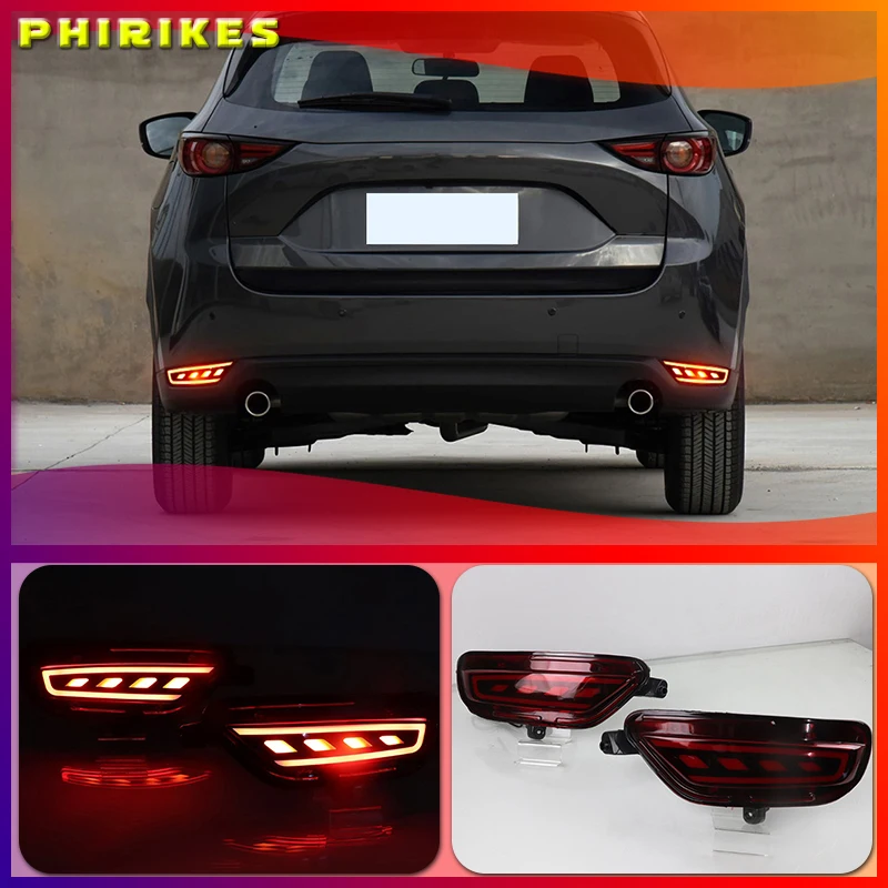 2Pcs For Mazda CX-5 CX5 2017 2018 2019 LED Rear Reflector Taillight Fog Lamp Rear Bumper Light Brake Light Turn Signal Lamp