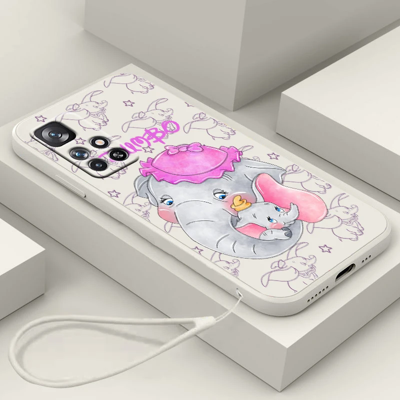

Cute Disney Dumbo For Redmi K60 K50 K40 K30 K20 10C X 9C T AT A 8A 7A Gaming Pro Plus Liquid Rope Silicone Phone Case