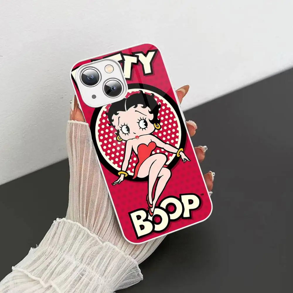 Фото Защитное стекло с изображением Бетти Боп для iPhone 14, 13, 12, 11 Pro, Mini, XS MAX, 14 Plus, X, XS, XR №2