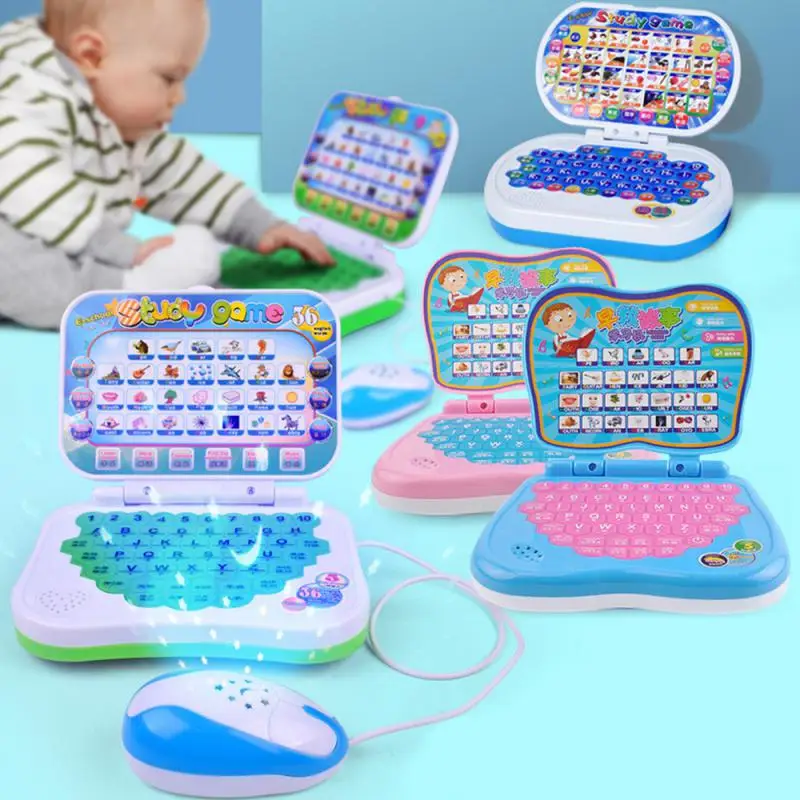 

Mini Children Computer Learning Machine Cartoon Fold Pronunciation Language Computer Baby Tablet Educational Toys Children Gift