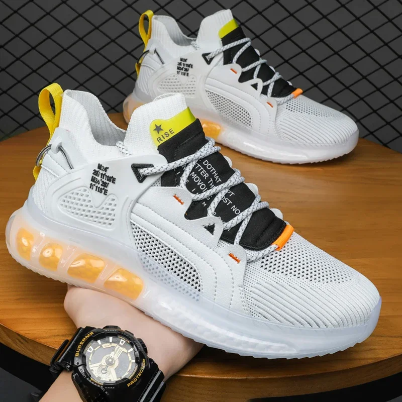 

2022 New Men Sneakers Summer Running Outdoor Casual Shoes Tennis Mesh Breathable Comfortable Elastic Non-slip Vulcanized Shoes