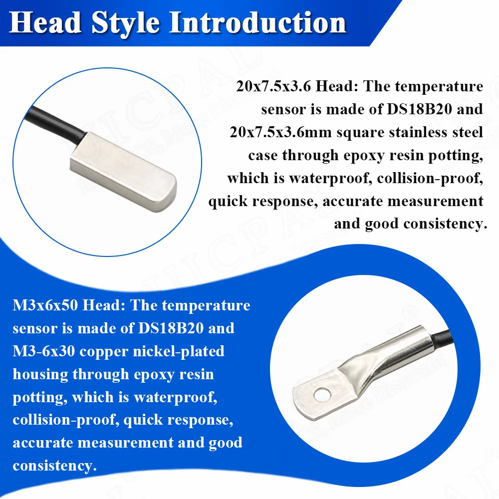Датчик температуры DS18B20 зонд из нержавеющей стали 304 6*30 мм внешний диаметр 3 0