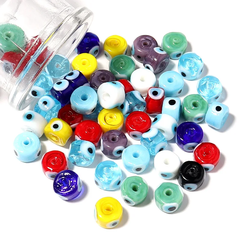 

10 Pcs/Lot Colorful Lampwork Beads Evil Eye Pattern 9mm Size Diy Making Necklace Bracelet Charming Bead Jewelry