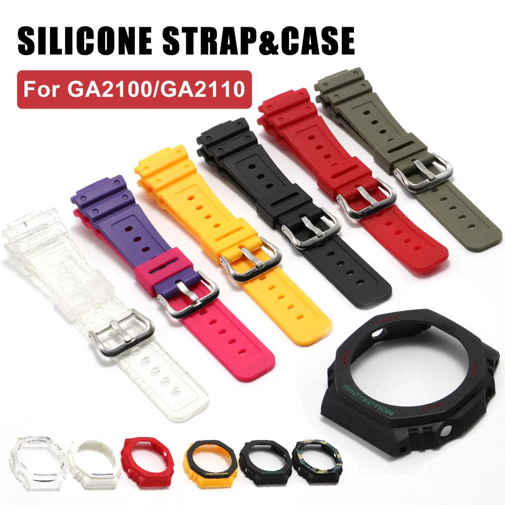 

Silicone Watch Strap For Casioak GA2100 GA2110 Rubber Case Bezel Quality And Replacement Watchband Accessories