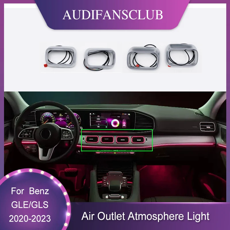 

For Mercedes Benz GLE GLS W167 X167 2020-2023 Air Vent Ambient Light Luminescent Cover Atmosphere Lamp Interior Decoration Refit