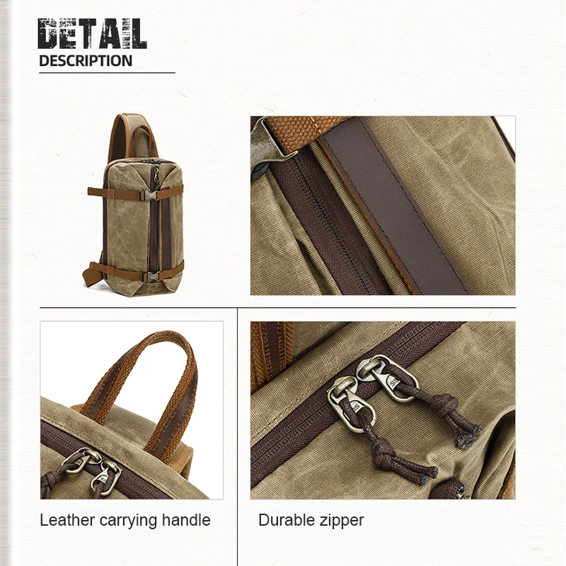 Vintage Men's canvas Large Capacity chest bag Crossbody multifunctional Sling Bag