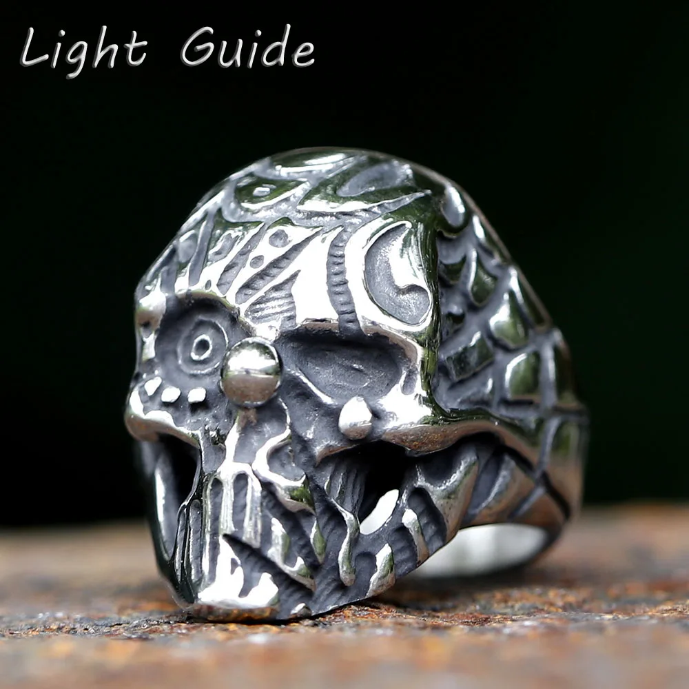 

2023 New Design Stainless Steel Skull Ring Cool Biker Jewelry Movie Fashion Punk High Quality Jewelry for gift free shipping