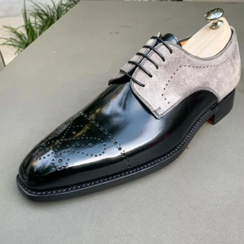 

Туфли-оксфорды мужские из ПУ кожи, низкий каблук, разные цвета, на шнуровке, с вырезами, профессиональные классические Нескользящие, обувь д...