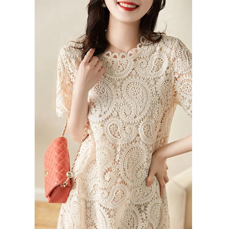 

2023 spring and summer women's clothing fashion new Long-sleeve round-collar dress 0504