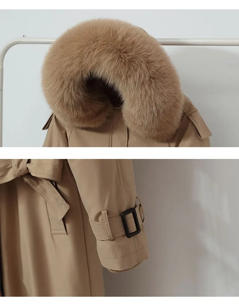 Korean Fashion Long Coat Women Winter Parkas Jacket Wool Liner Hooded Parkas With Fur Collar Warm Snow Wear Padded Clothes