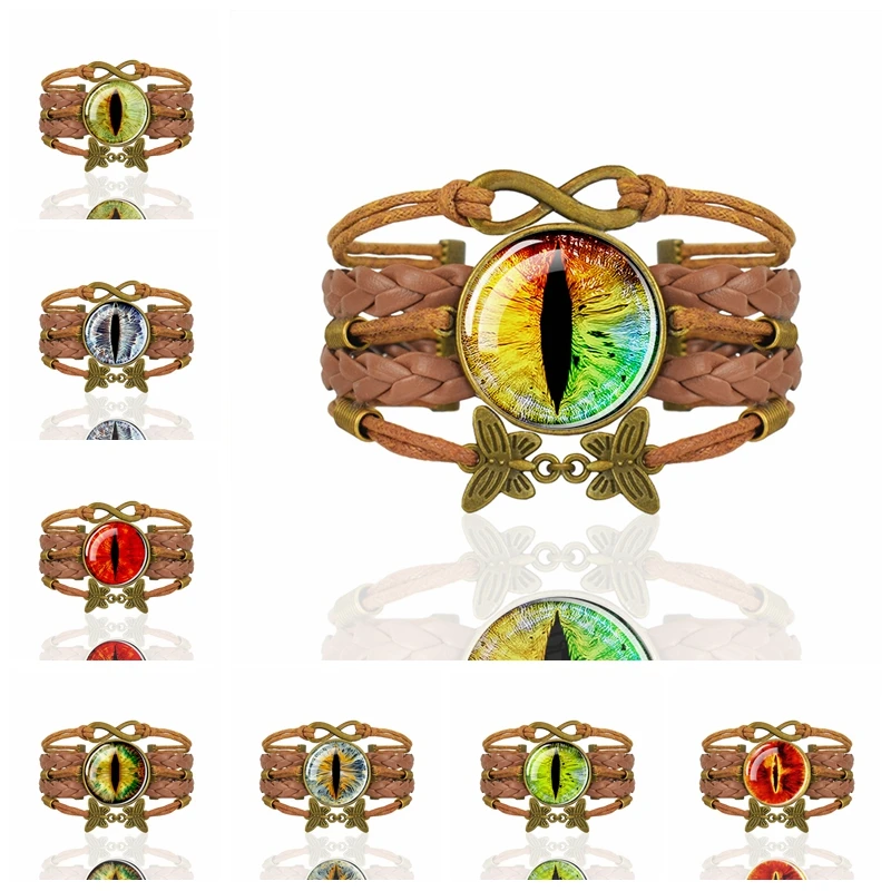 

Dragon Eye Bracelet Evil Eyes Glass Dome Charm Multi-layer Braided Bracelets Jewelry Women Men Gift