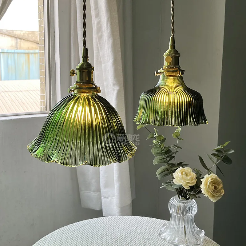 

Nordic Style Retro Green Minimalist Flower Chandelier Restaurant Bedroom Balcony Bar Homestay Corridor Atmosphere Chandelier