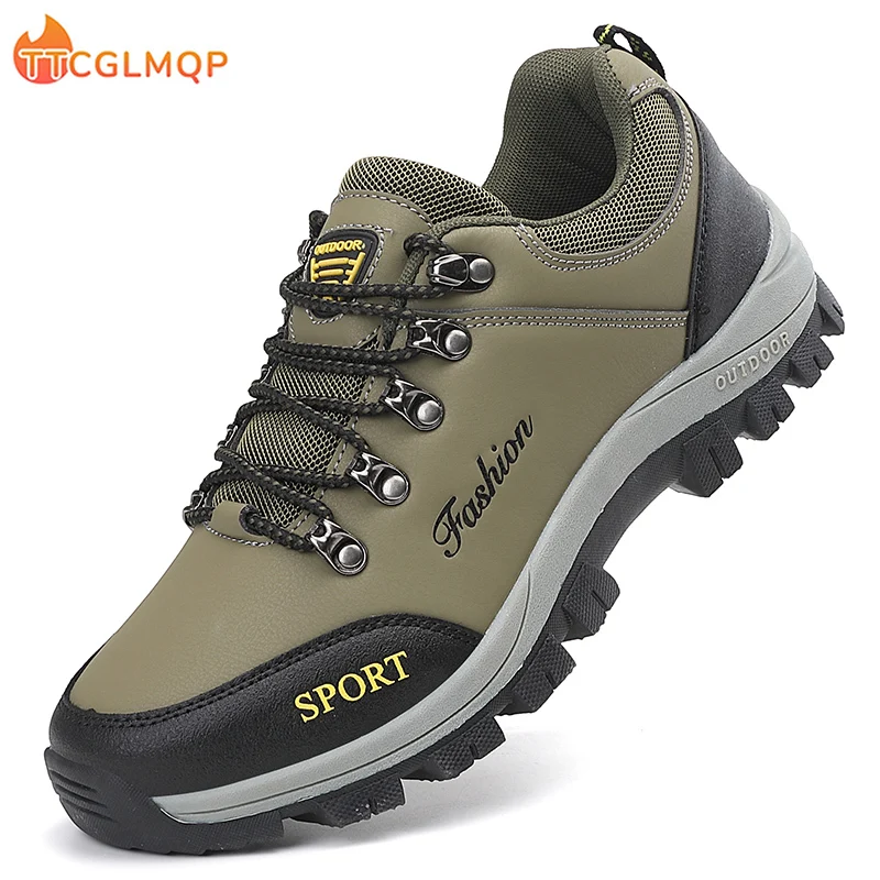 

Men's Leather Shoes Outdoor Non Slip Waterproof Hiking Shoes Fashion Soft Casual Walking Shoes Big Size Men's Sports Sneakers