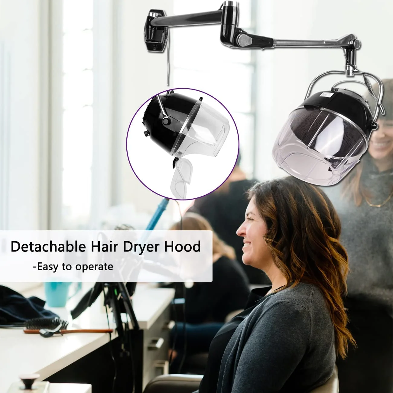 

Yonntech Hair Hood Dryer Arm Swing Wall Mounted Adjustable Beauty Salon Equipment Tools