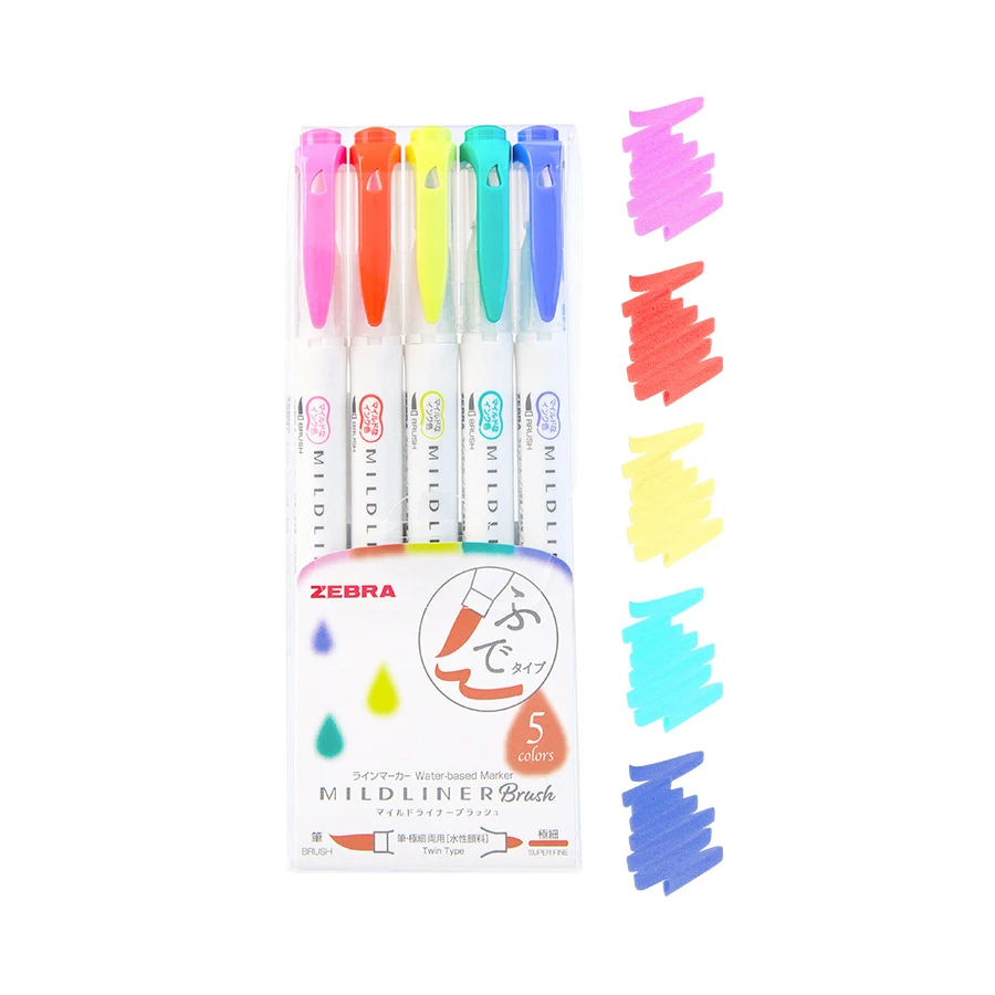 

Маркер Zebra WFT8 Mildliner, ручки-кисти, набор ручек с двойной головкой для забавных надписей, эскизов, поздравительных открыток, ведения журнала