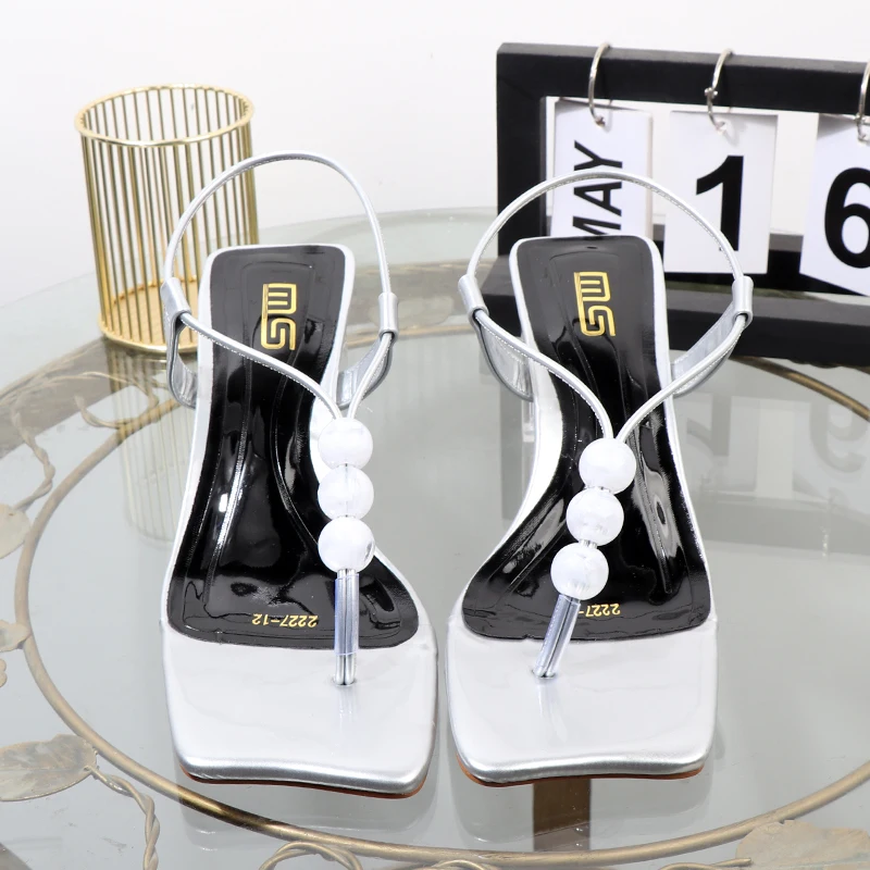 In the summer of 2023 the luxurious fashion square toe high heels with round water drops are versatile wear sandals for women